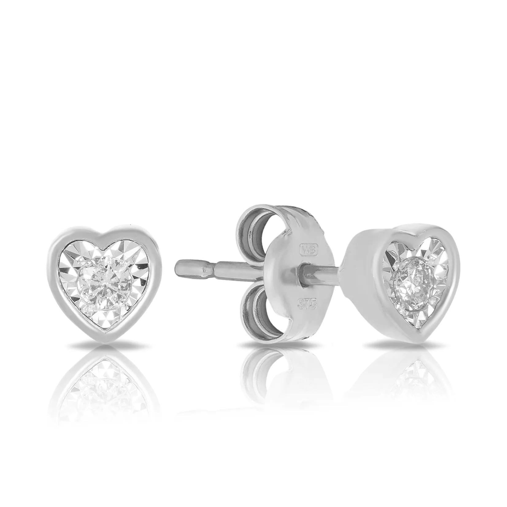 0.11ct TW Diamond Heart Stud Earrings in 9ct White Gold