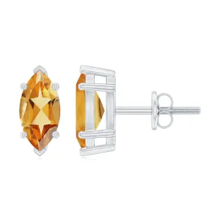 1 CT Marquise Cut Citrine Stud Earrings