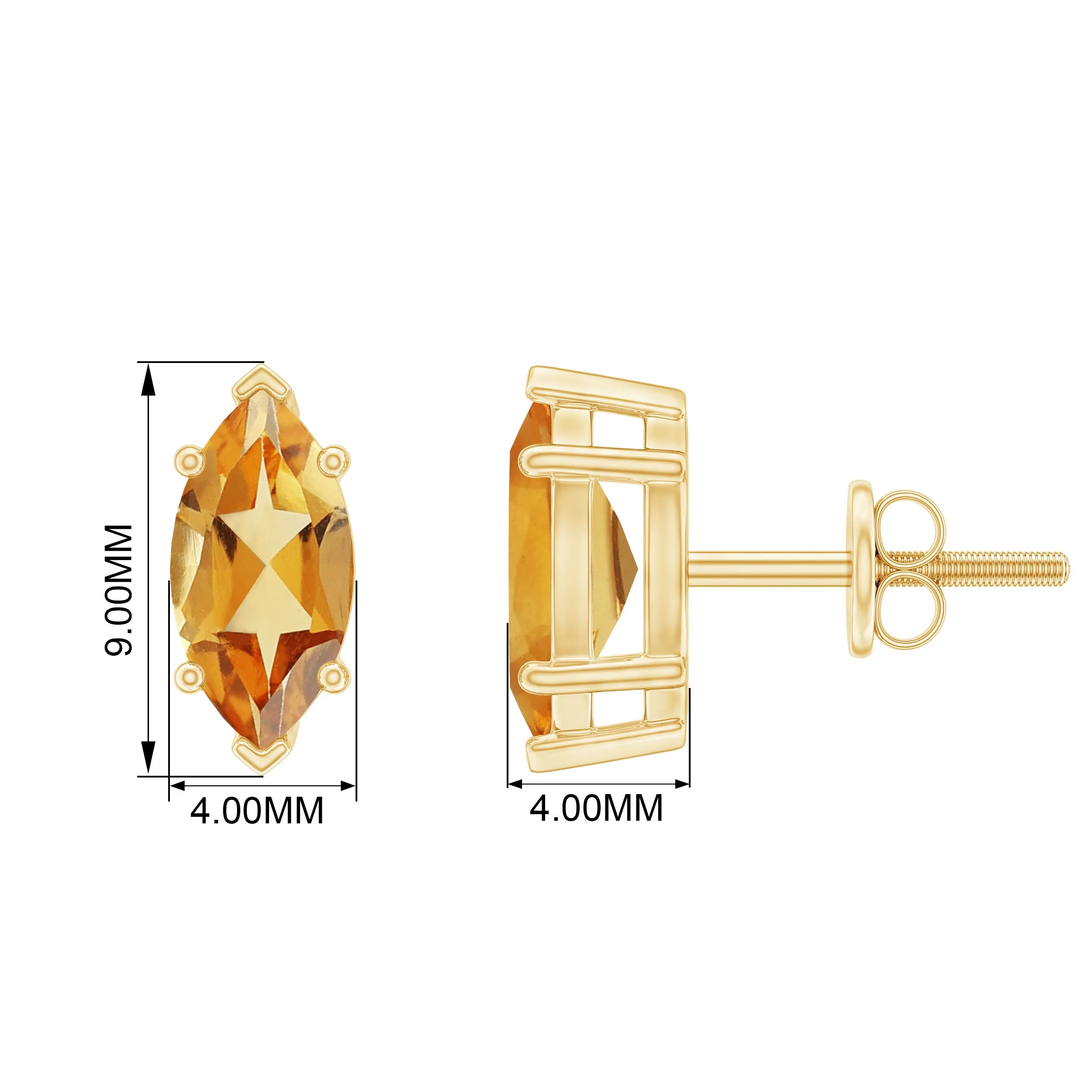 1 CT Marquise Cut Citrine Stud Earrings