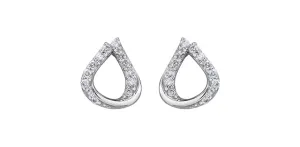 10K White Gold Diamond Teardrop Shaped Stud Earrings