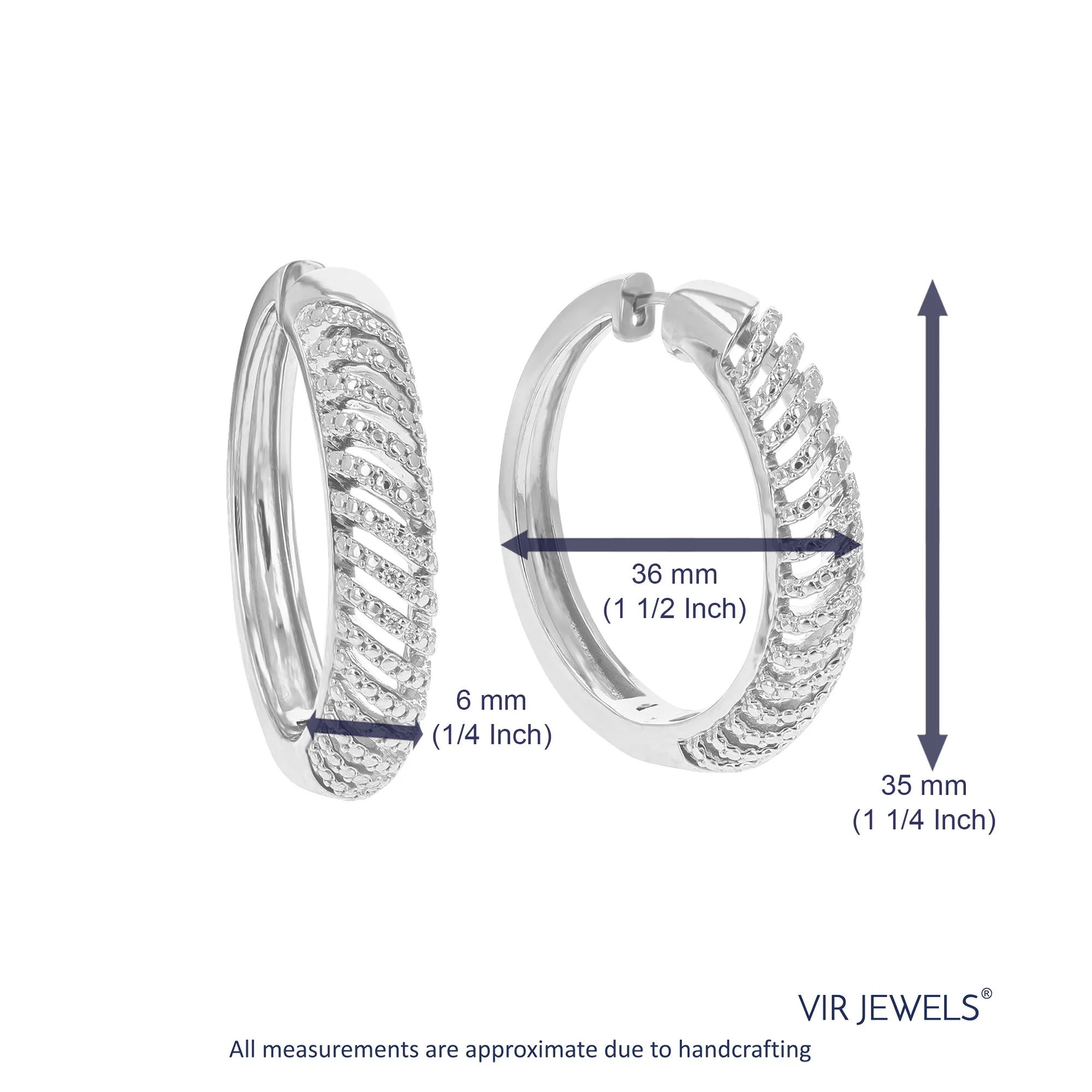 1/10 cttw Lab Grown Diamond Dome Hoop Earring Sterling Silver