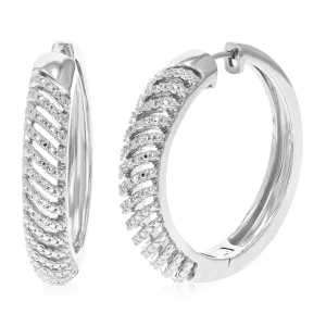 1/10 cttw Lab Grown Diamond Dome Hoop Earring Sterling Silver