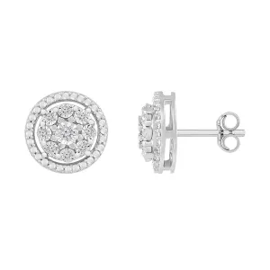 1/10 CTW Diamond Circle Stud Earrings in Sterling Silver