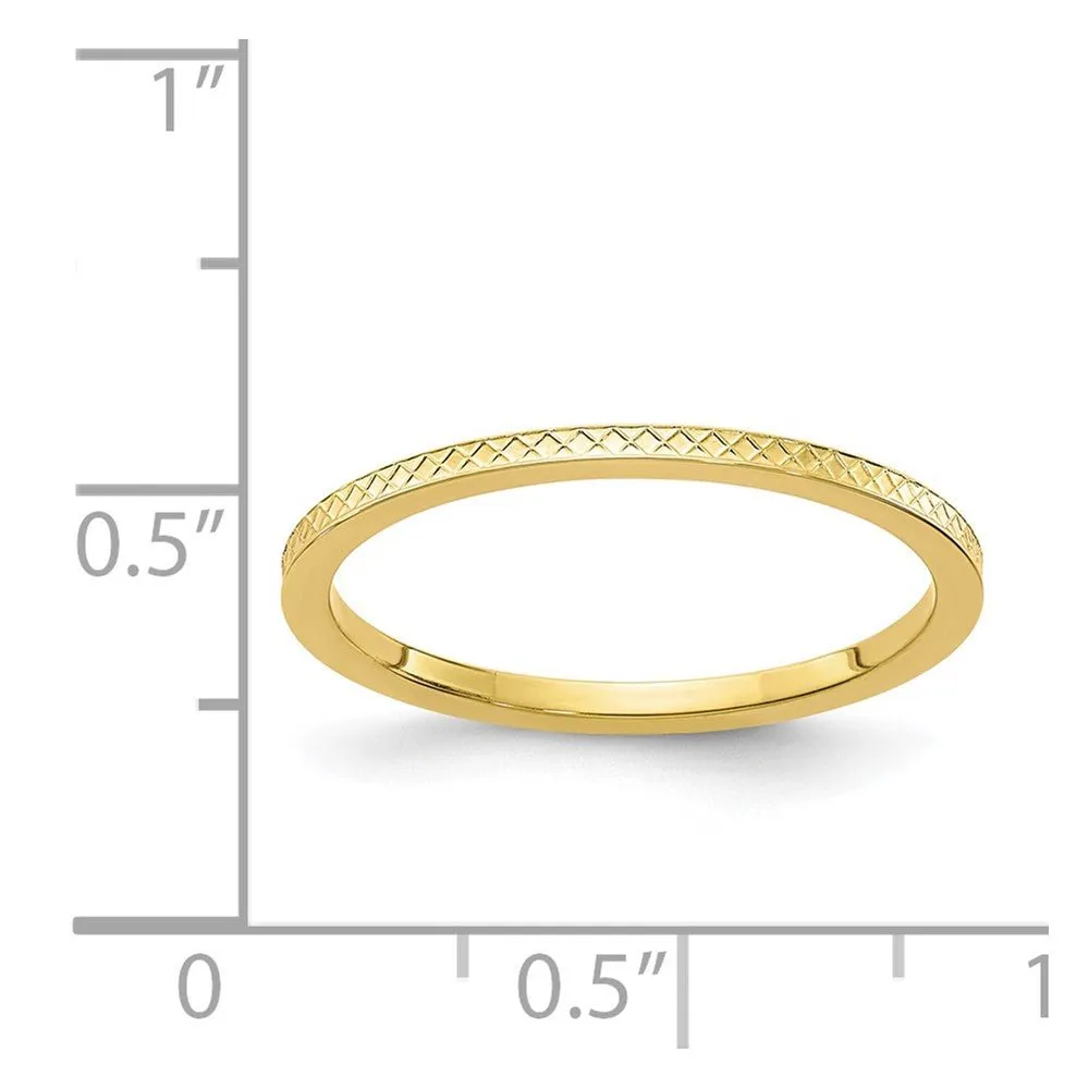 1.2mm 10k Yellow Gold Crisscross Flat Stackable Band