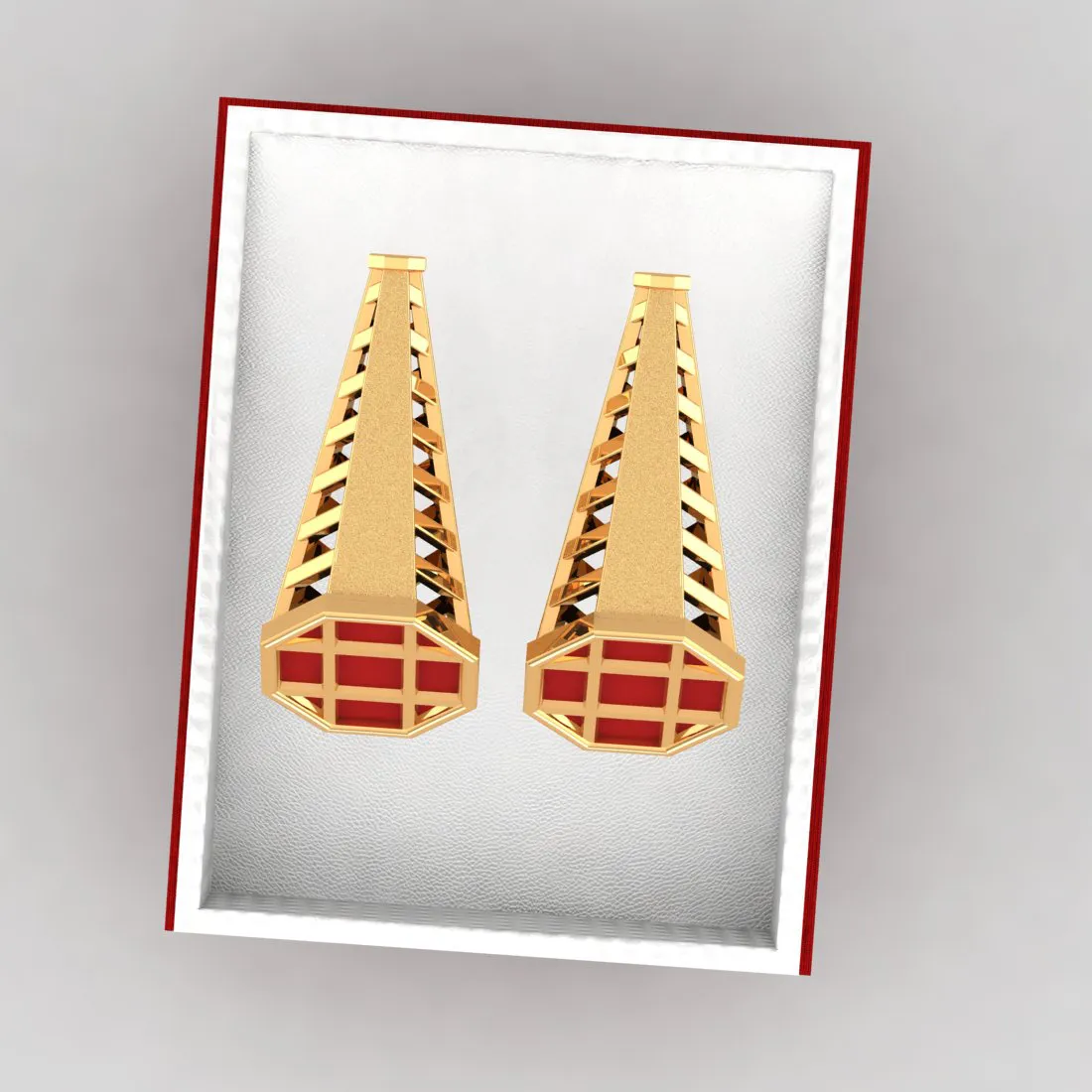 14k Beautiful Gold Earrings With Reddish Hue In A Conical Shape