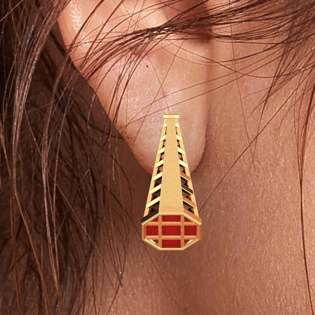 14k Beautiful Gold Earrings With Reddish Hue In A Conical Shape