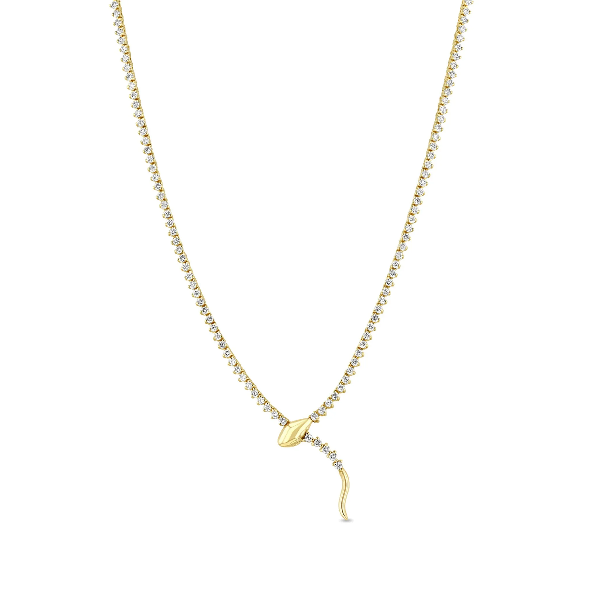 14k Diamond Tennis Snake Necklace