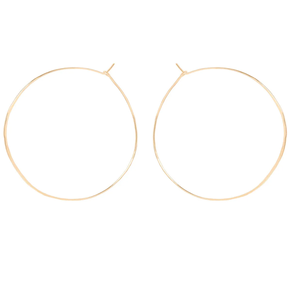 14k Extra Large Hammered Hoops