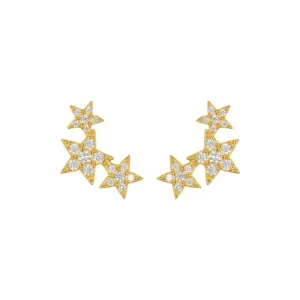 14k Gold Plated Shooting Star Stud Earrings