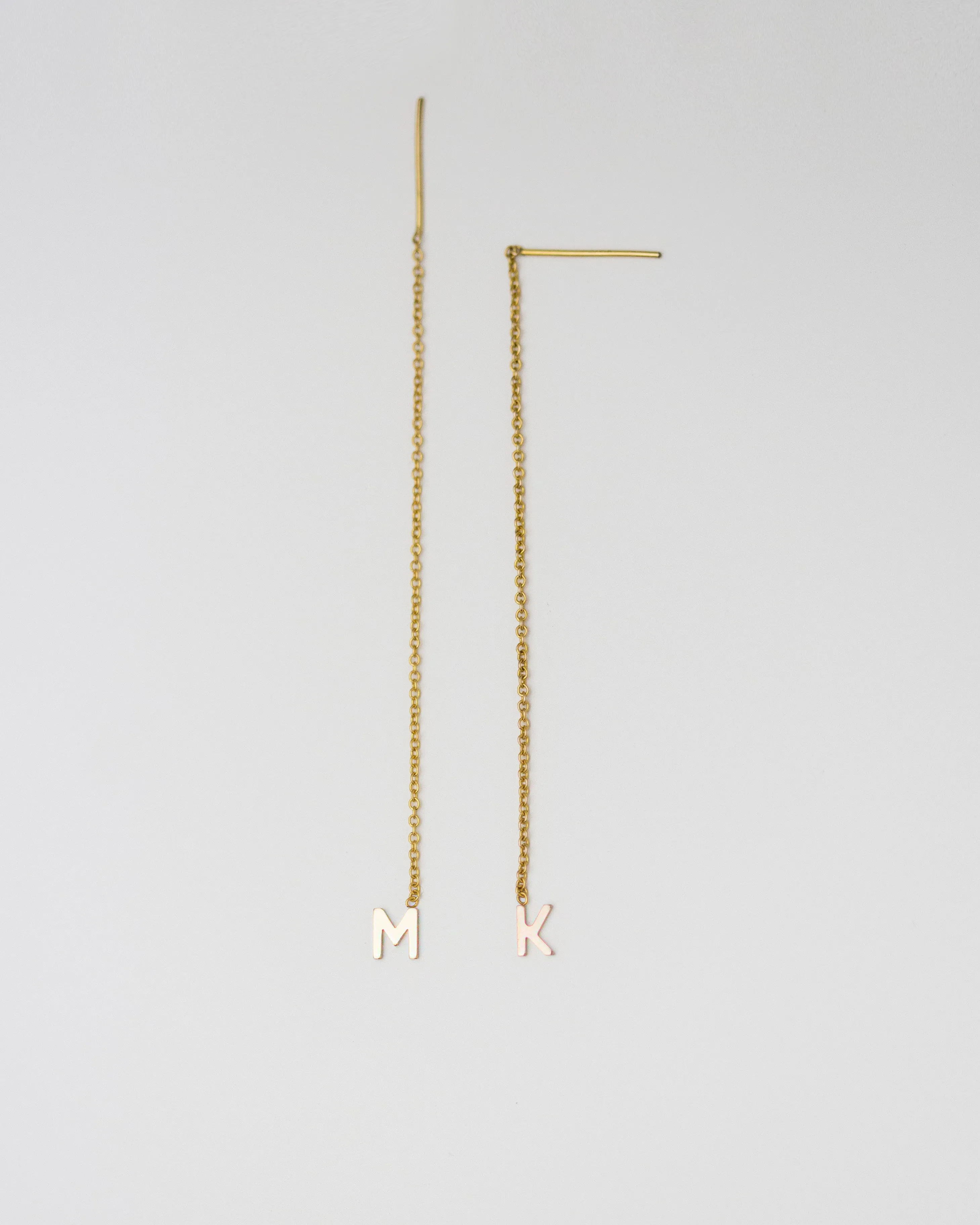 14K Initial Threader Earring