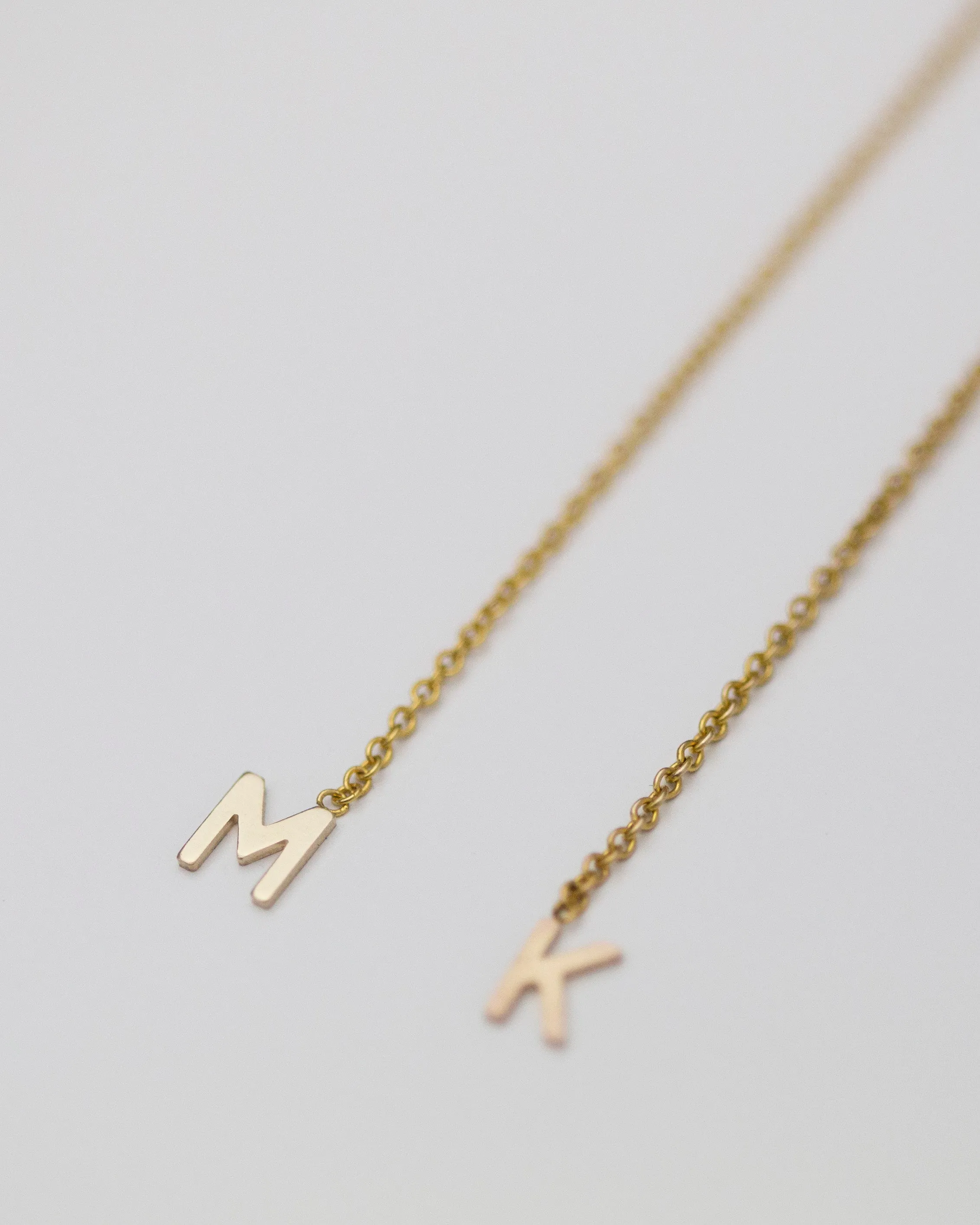 14K Initial Threader Earring