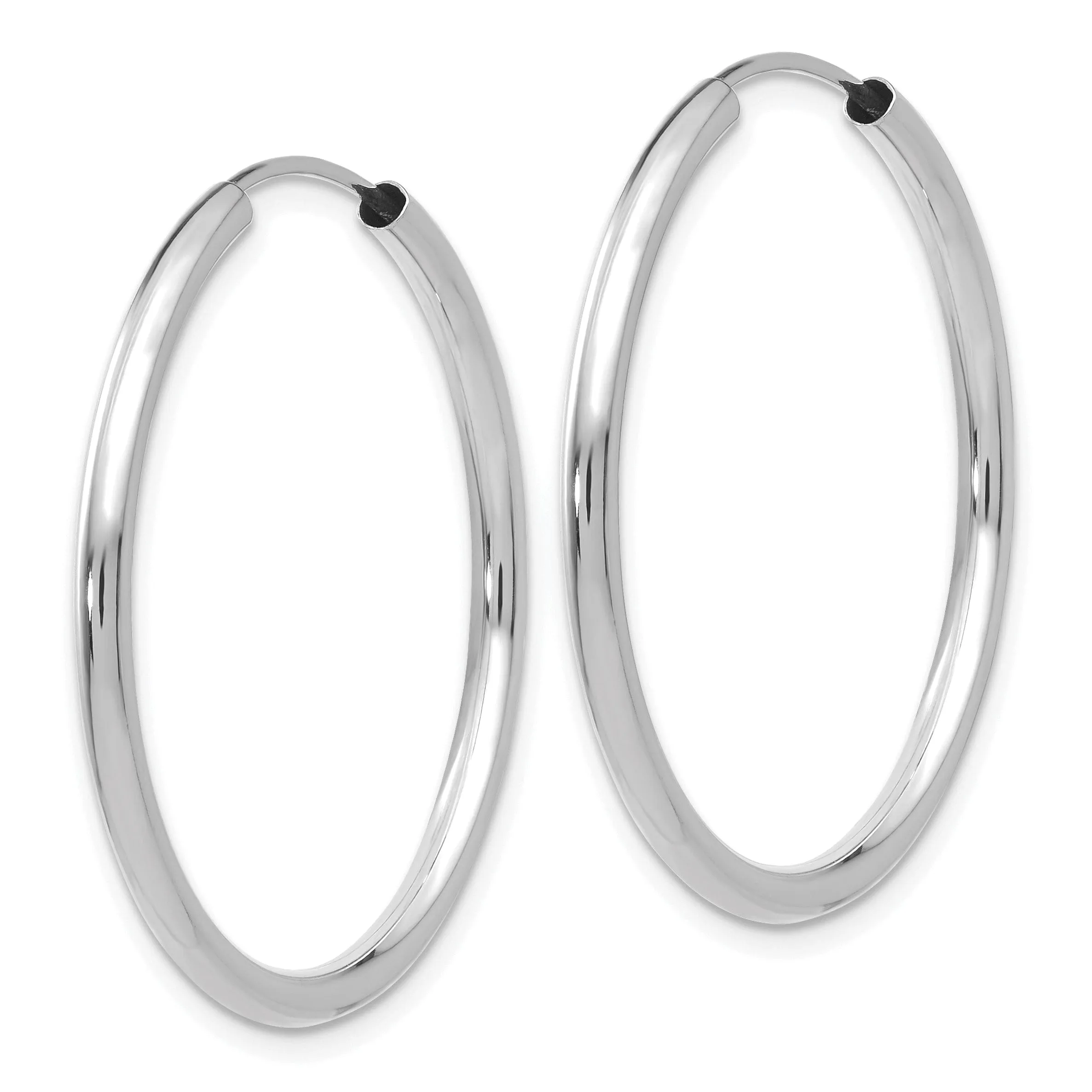 14k White Gold Polished Endless Hoop Earrings 2mm x 30mm