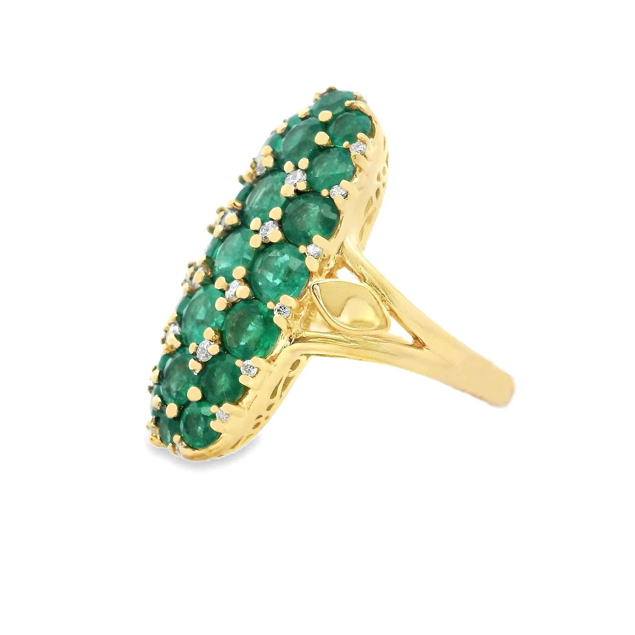 14k Yellow Gold Diamond and Emerald Ring