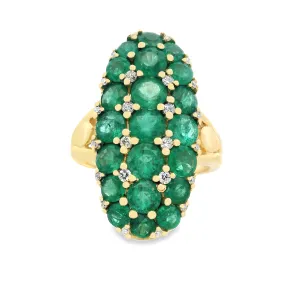 14k Yellow Gold Diamond and Emerald Ring