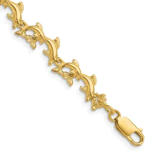 14k Yellow Gold Dolphin Bracelet - 7.25 inch, 6.22-mm wide