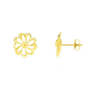 14k Yellow Gold Flower Stud Earrings