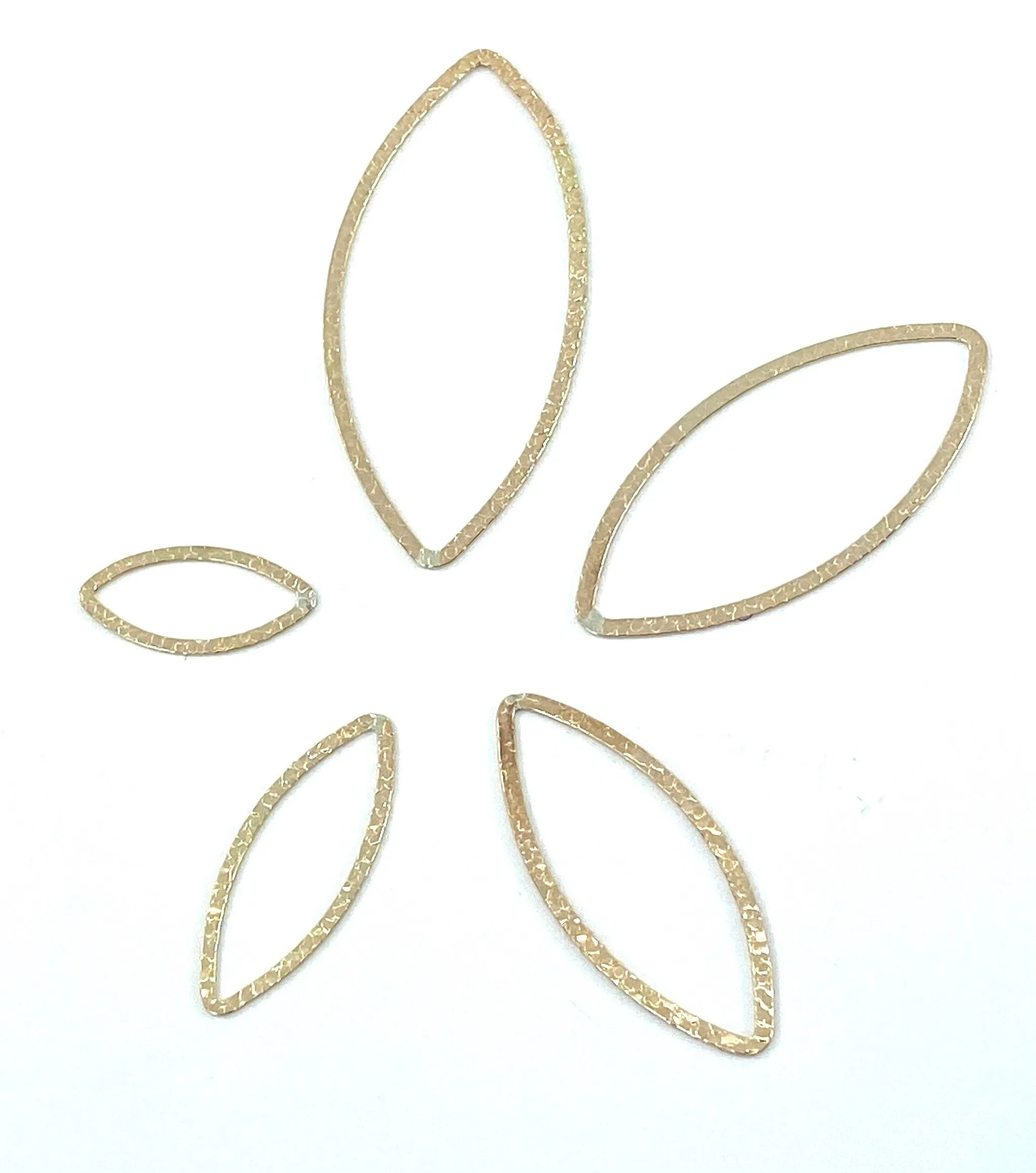 14KGF Leaf Shape, flat, textured finished, 14K gold filled