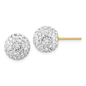 14KT Yellow Gold Crystal 10MM Ball Stud Earrings