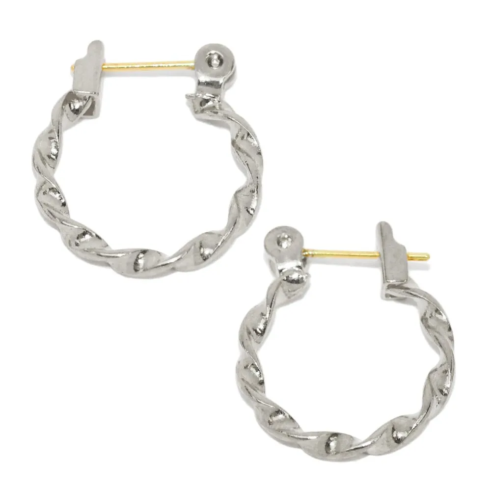 18K Gold Post Rope Hoop Earrings