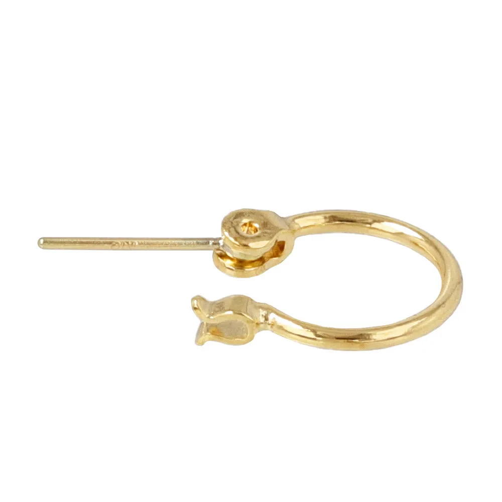 18K Gold Post Simple Hoop Earrings