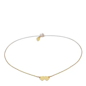 18K Gold Small Double Heart Anklet