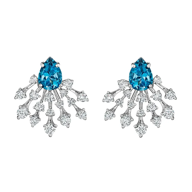 18k Luminus White Gold Earring With 0.81 Cts Vs-Gh Diamonds  And Topaz