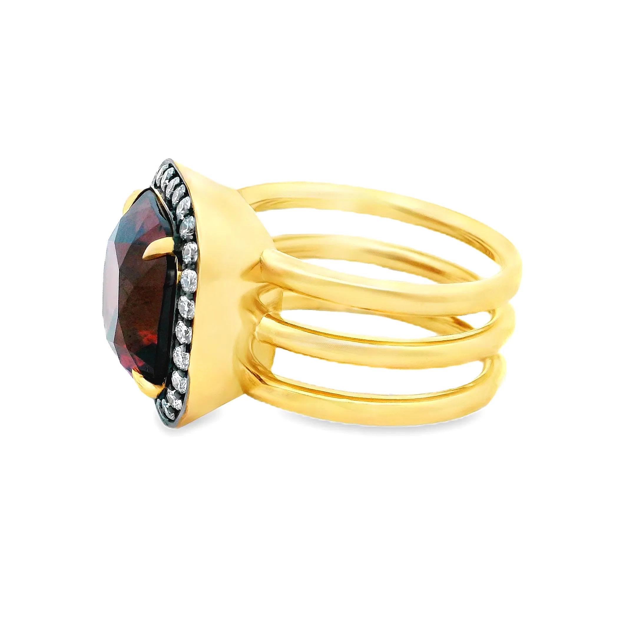 18k Yellow Gold Diamond and Zircon Ring