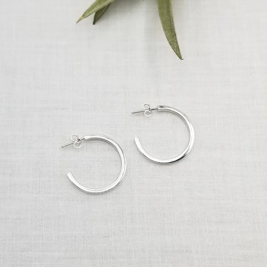 25mm STERLING SILVER SQUARE TUBE HOOPS