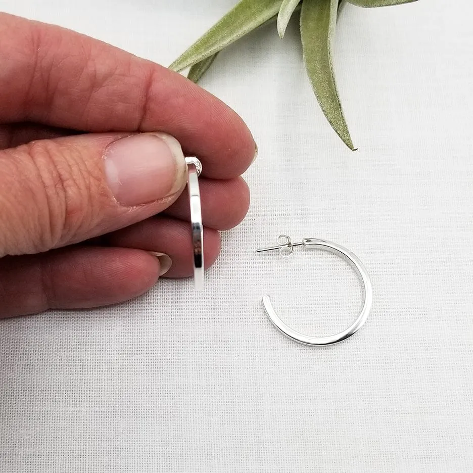 25mm STERLING SILVER SQUARE TUBE HOOPS