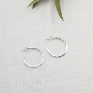 25mm STERLING SILVER SQUARE TUBE HOOPS