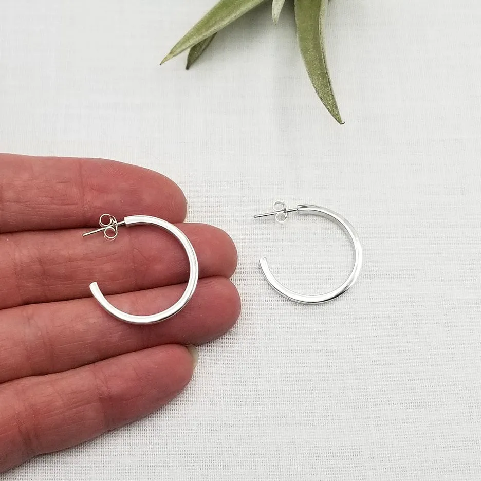 25mm STERLING SILVER SQUARE TUBE HOOPS