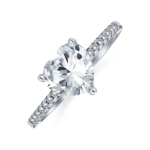 2CT AAA CZ Solitaire Heart Engagement Ring Band Ring Sterling Silver