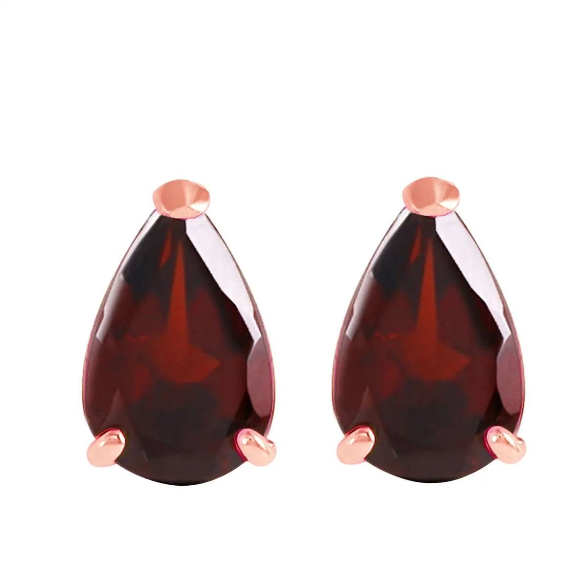 3.15 Carat 14K Solid Rose Gold Stud Earrings Natural Garnet