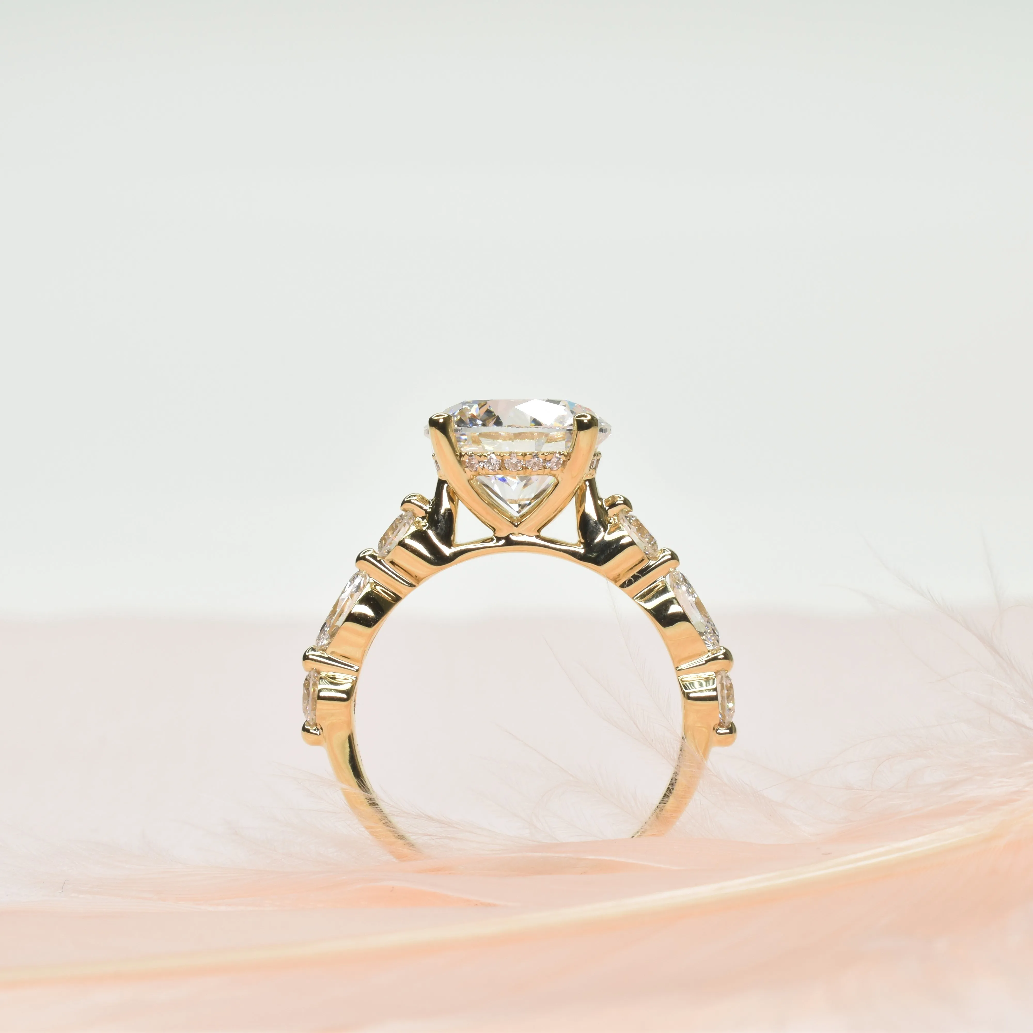 3ct Lab Grown Diamond Ring with marquise and round diamond band