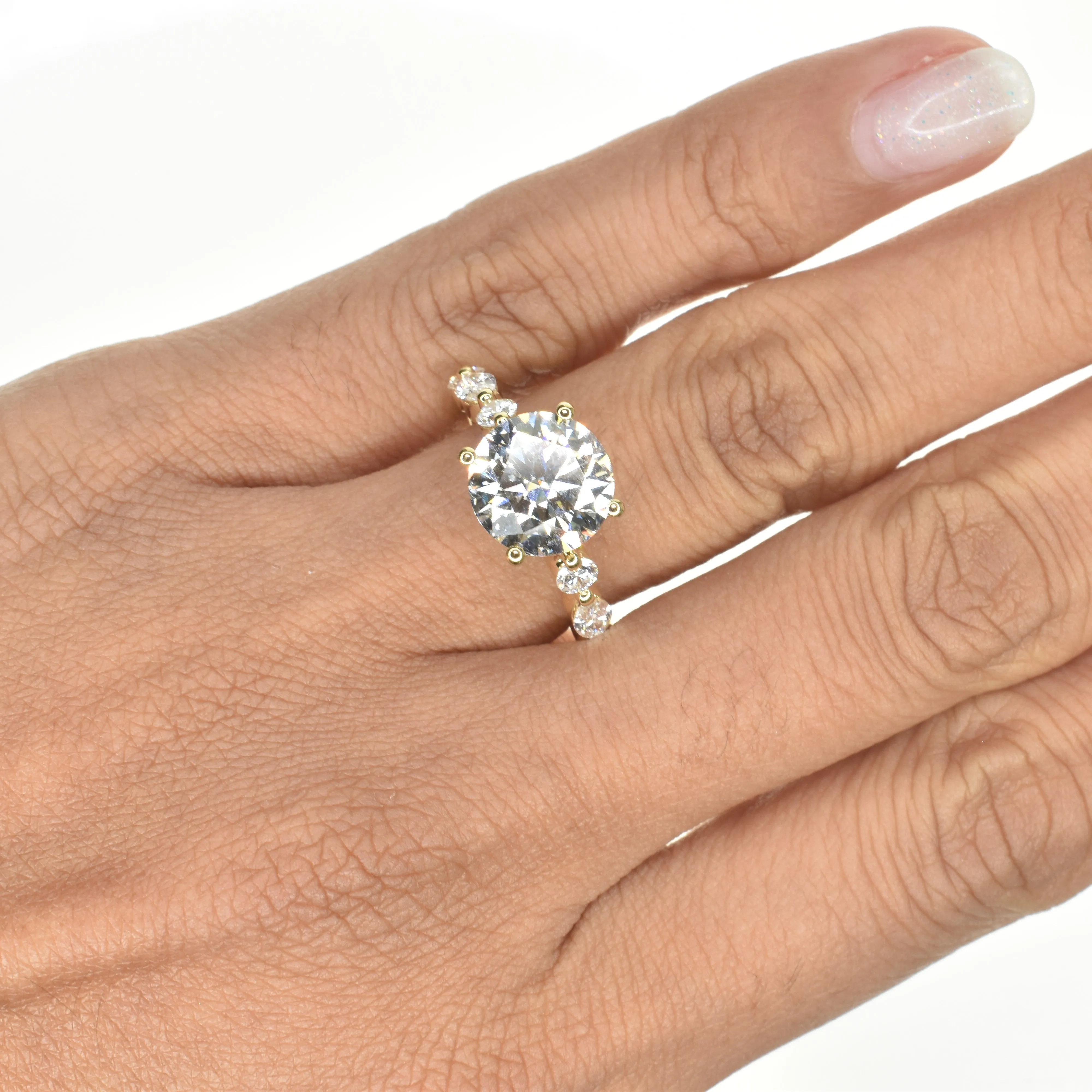 3ct Lab Grown Diamond Ring with marquise and round diamond band