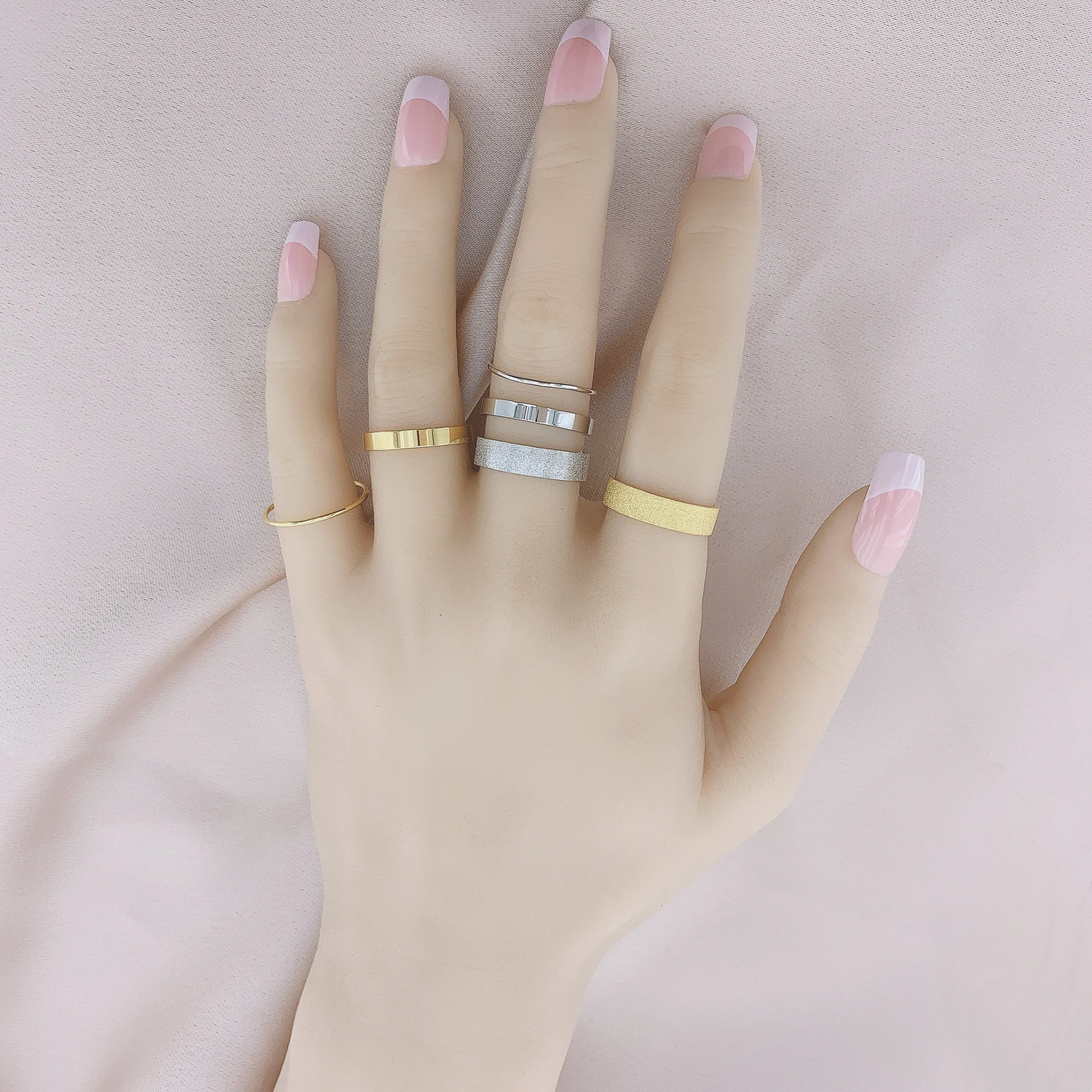 925 Silver Band Stackable Ring Sets 3pcs