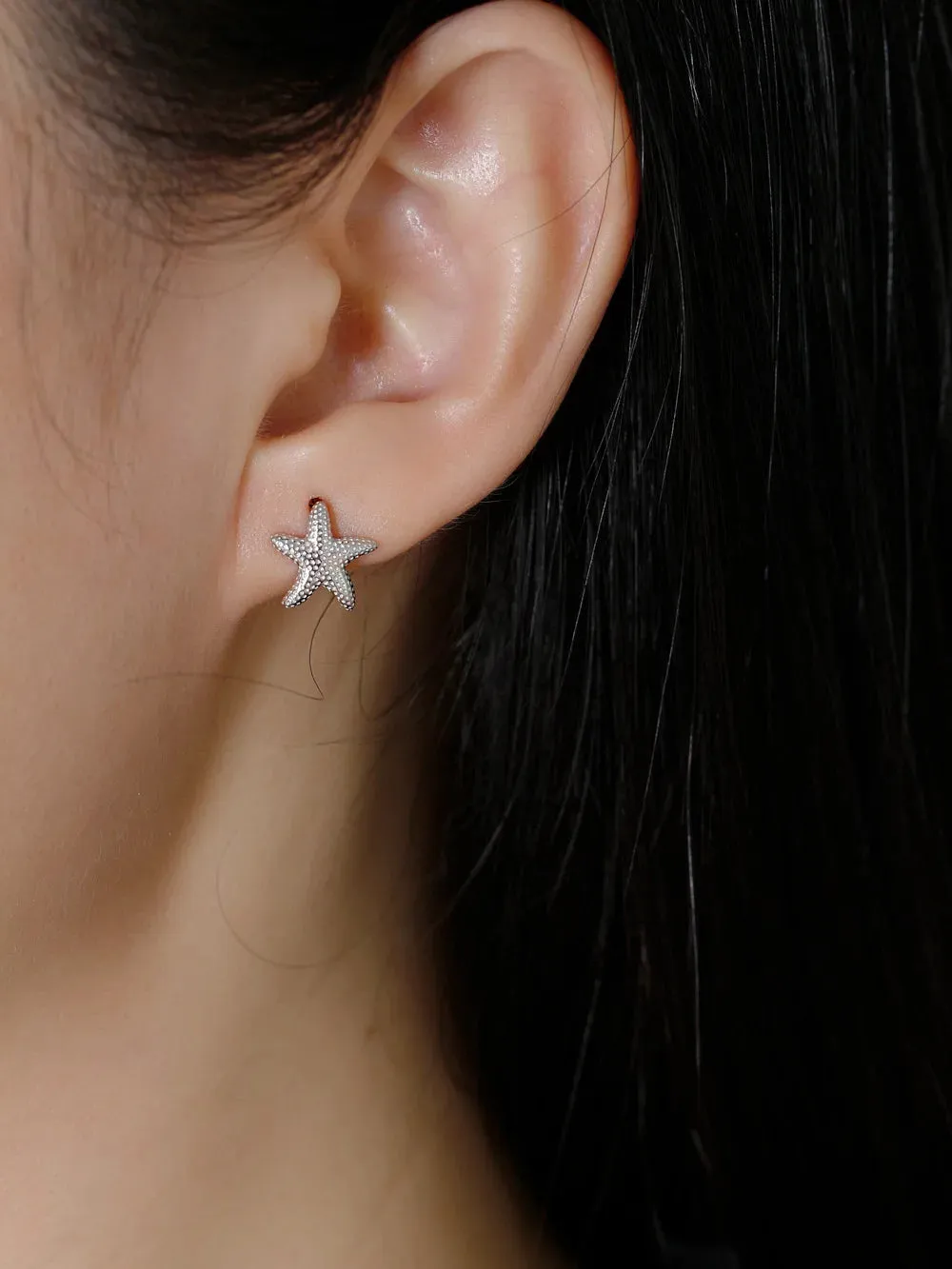 925 Sterling Silver Stud Earrings Charm Jewelry - Light Starfish - MD401