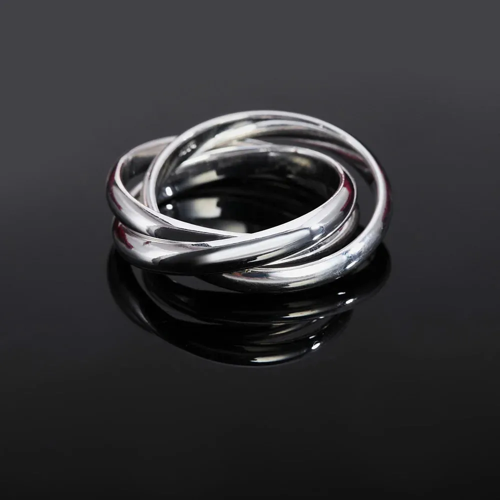 925 Sterling Silver Three Circle Round Rings For Women Men Wedding Engagement Party Fashion Charm Jewelry