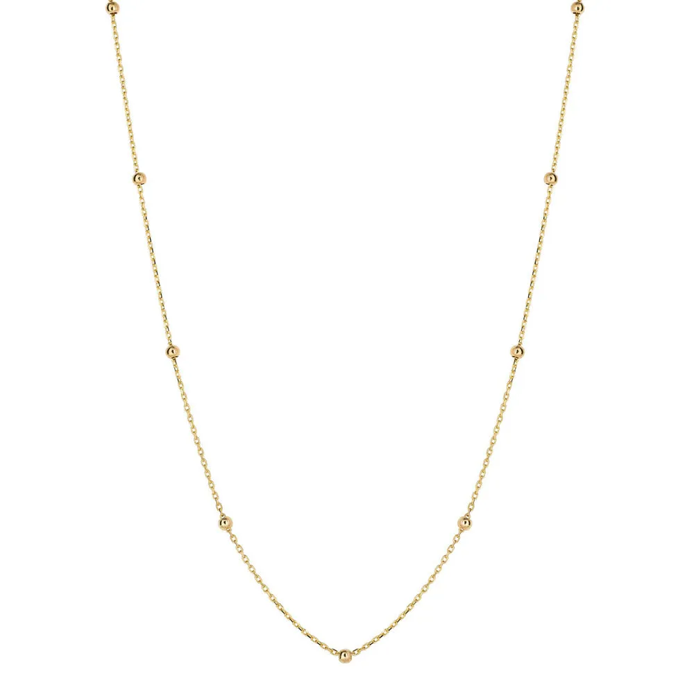 9ct Yellow Gold Polished Ball Station Necklace GN365