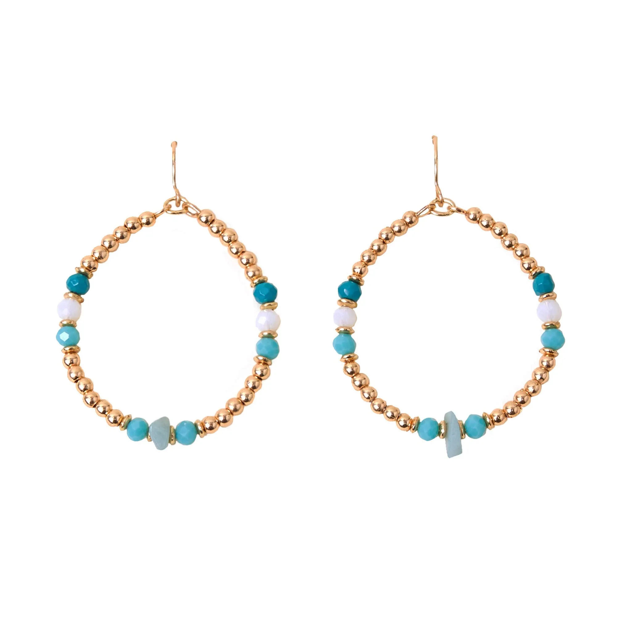 Accessorize London Women's Gold Beaded Hanging Hoop Earrings