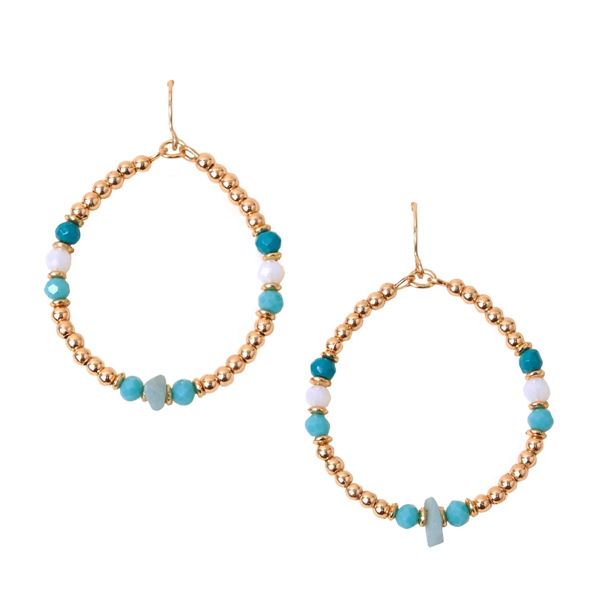 Accessorize London Women's Gold Beaded Hanging Hoop Earrings