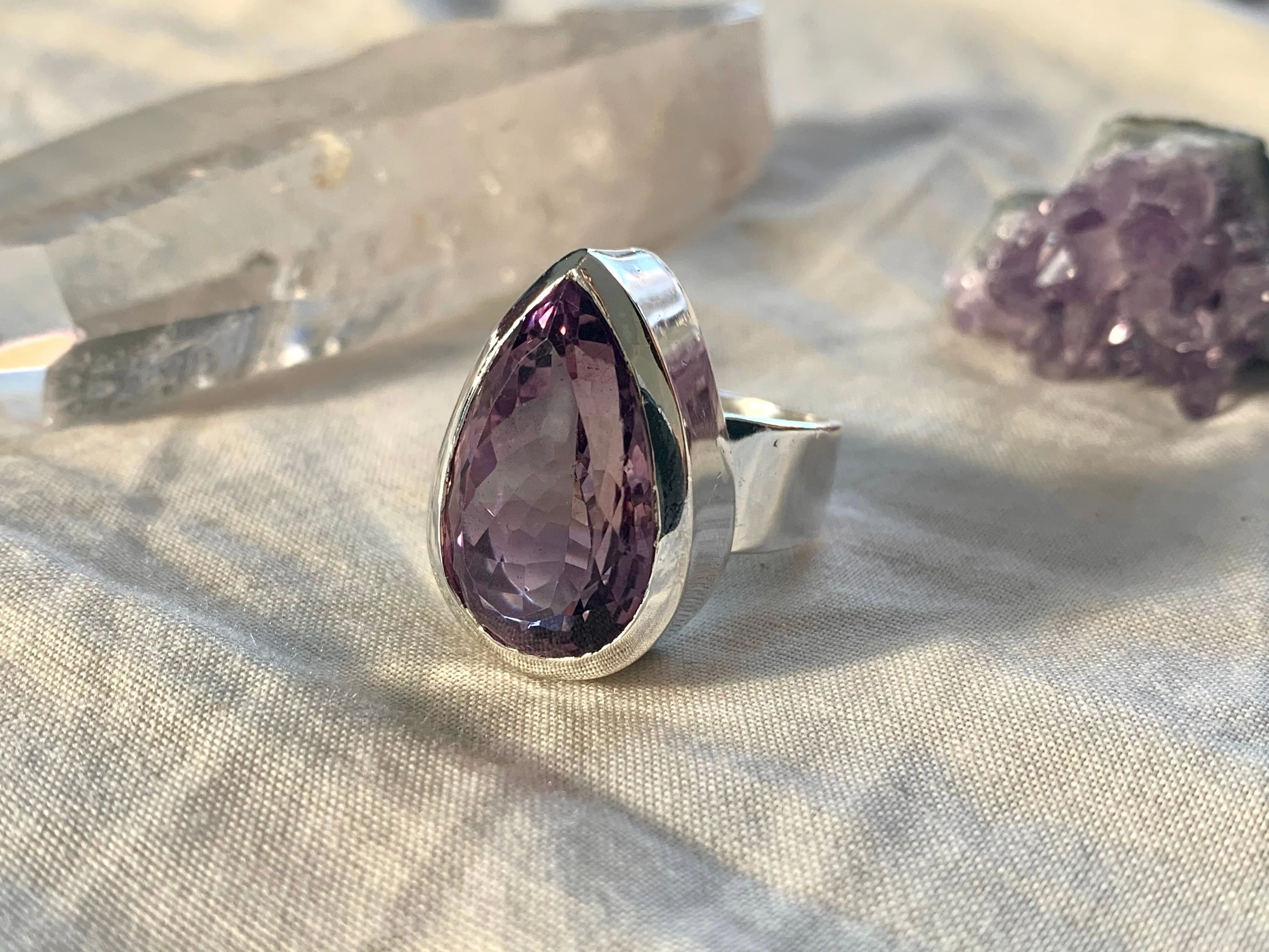 Amethyst Naevia Ring - Large Teardrop (US 8.5)