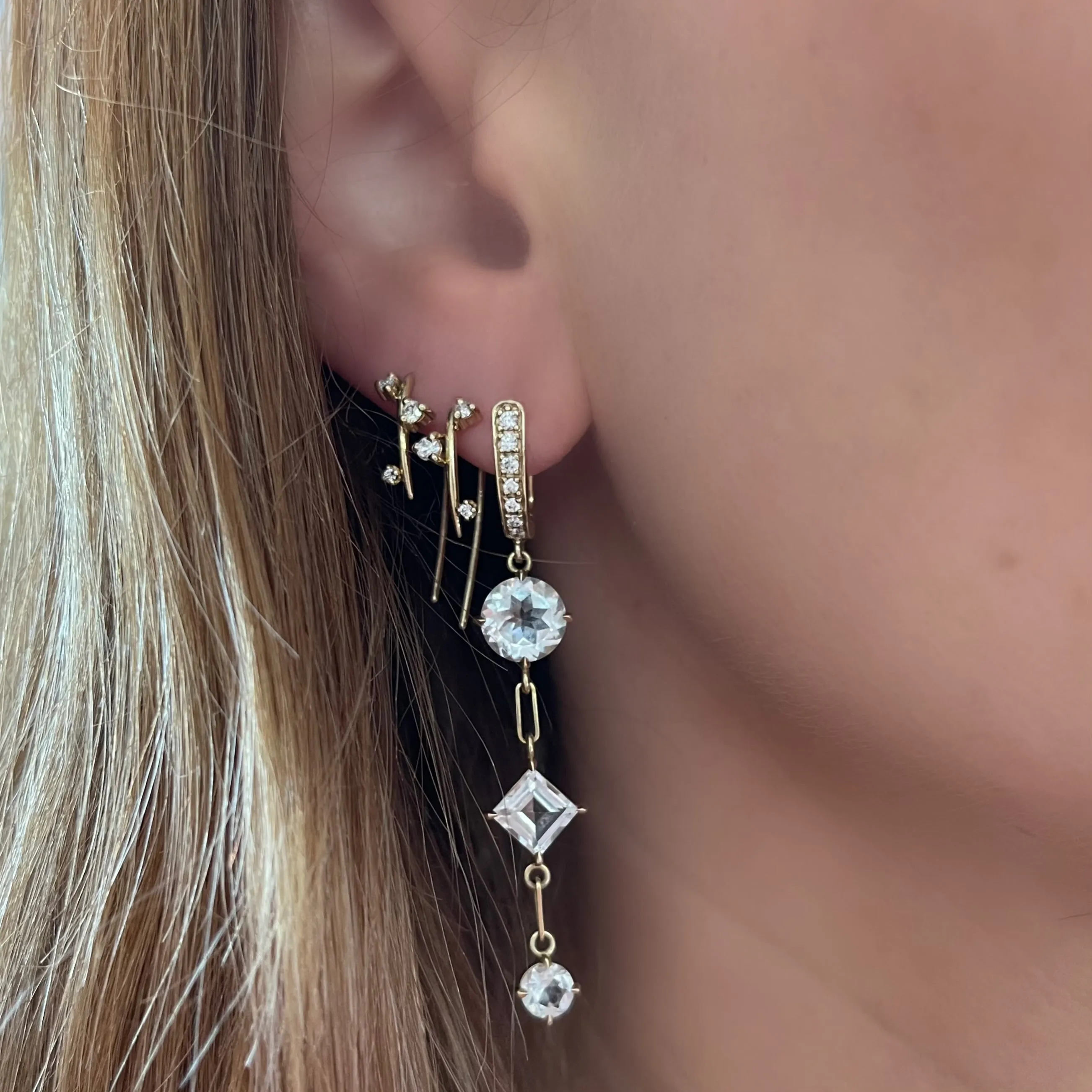 Andromeda Scattered Diamond Hook Earrings