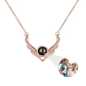 Angel wings with customizable photosProjection Necklace  Pendant Jewelry