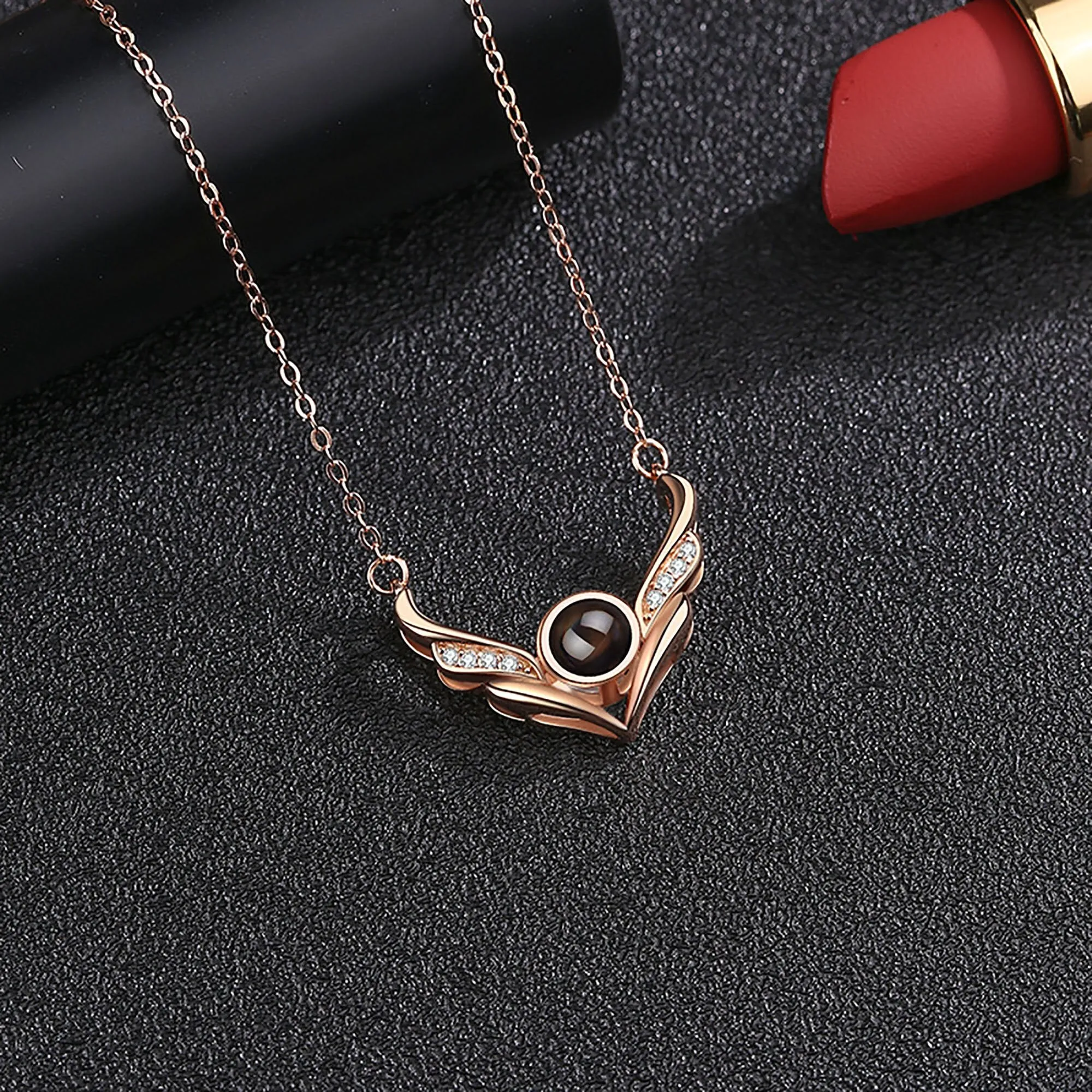 Angel wings with customizable photosProjection Necklace  Pendant Jewelry