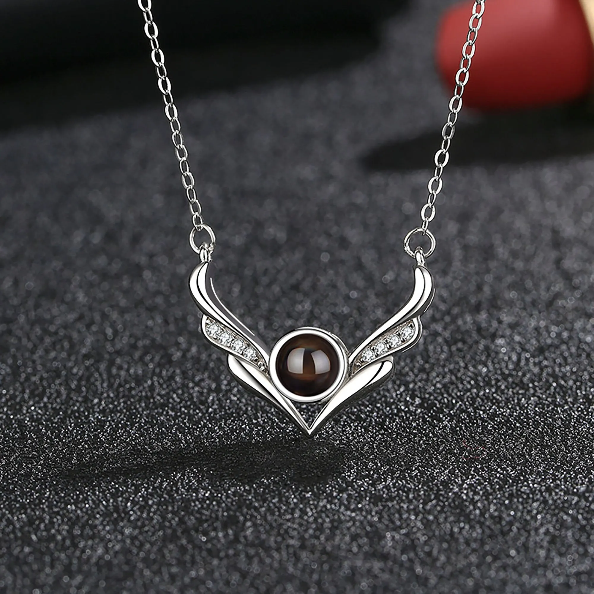 Angel wings with customizable photosProjection Necklace  Pendant Jewelry