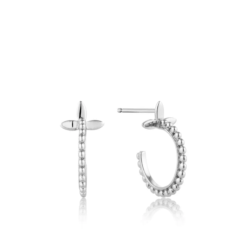 Ania Haie Modern Beaded Hoop Earrings - Silver