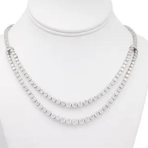 Art Deco Inspired 21.85 Carat Diamond Platinum Double Strand Riviere Necklace