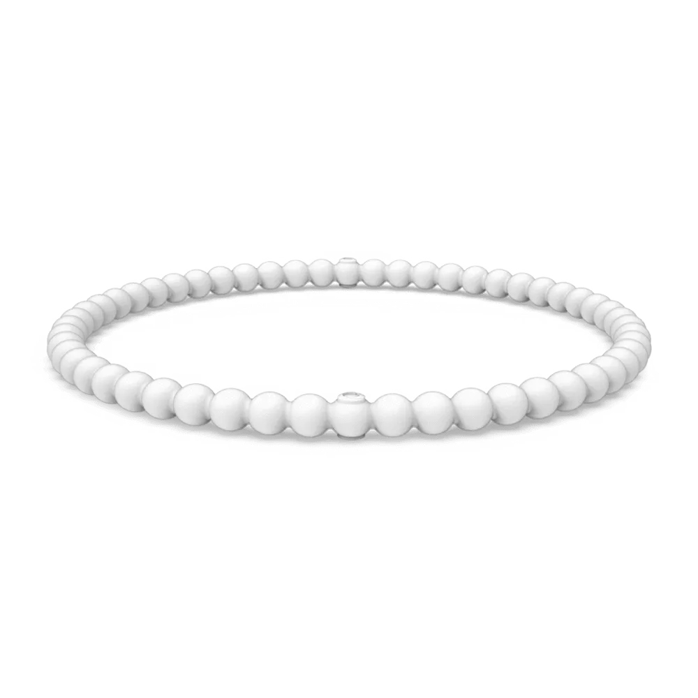 Beaded Stackable Silicone Bracelet - White