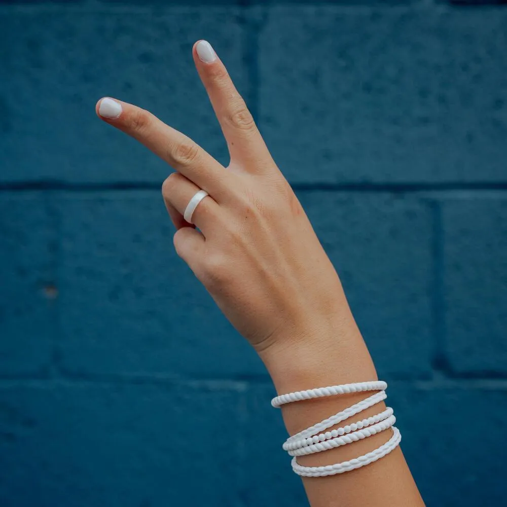 Beaded Stackable Silicone Bracelet - White